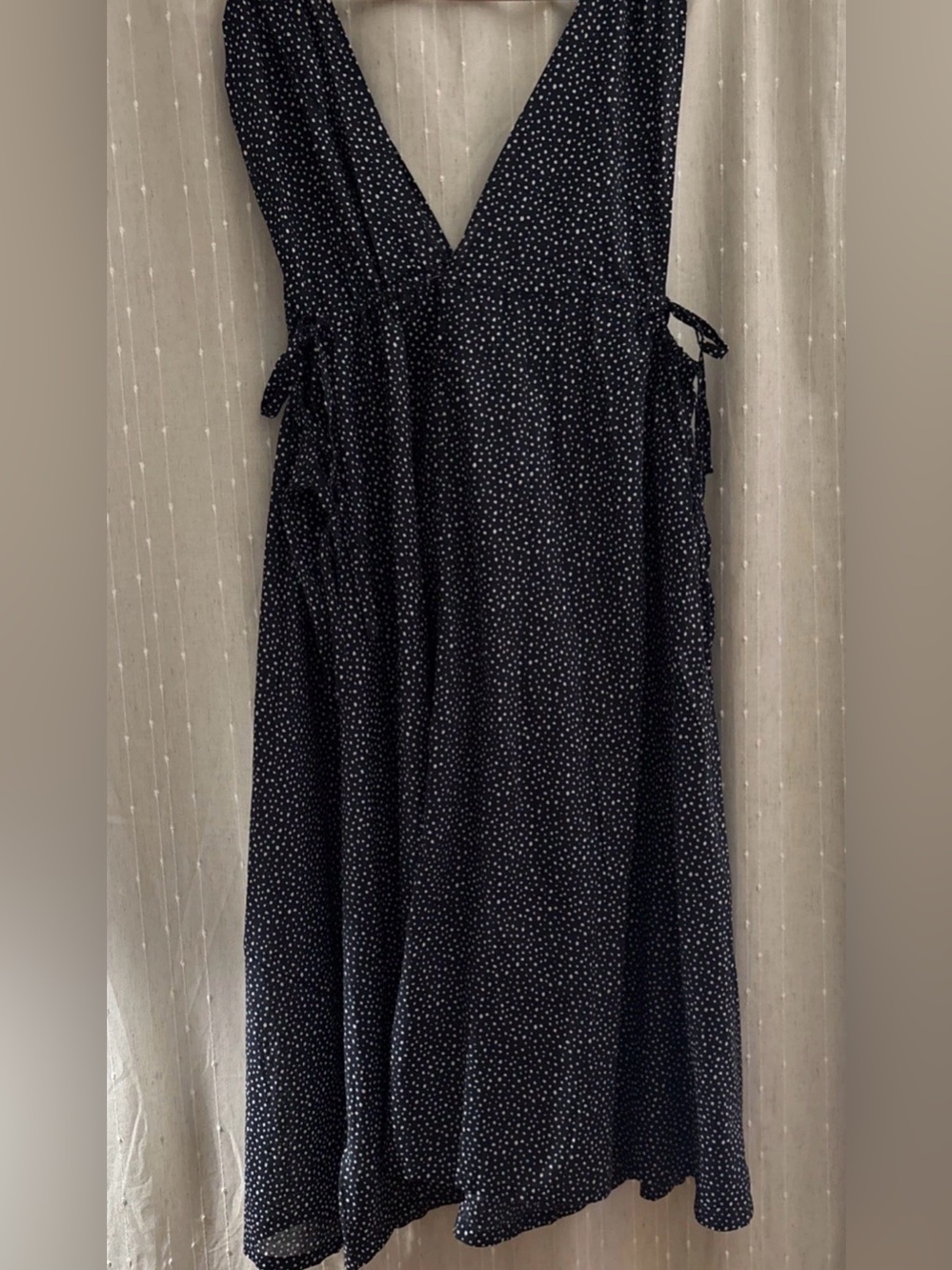 NWT J. Crew Side Tie Beach Navy  Polka Dot Maxi Dress Organic Cotton- S - Picture 7 of 9